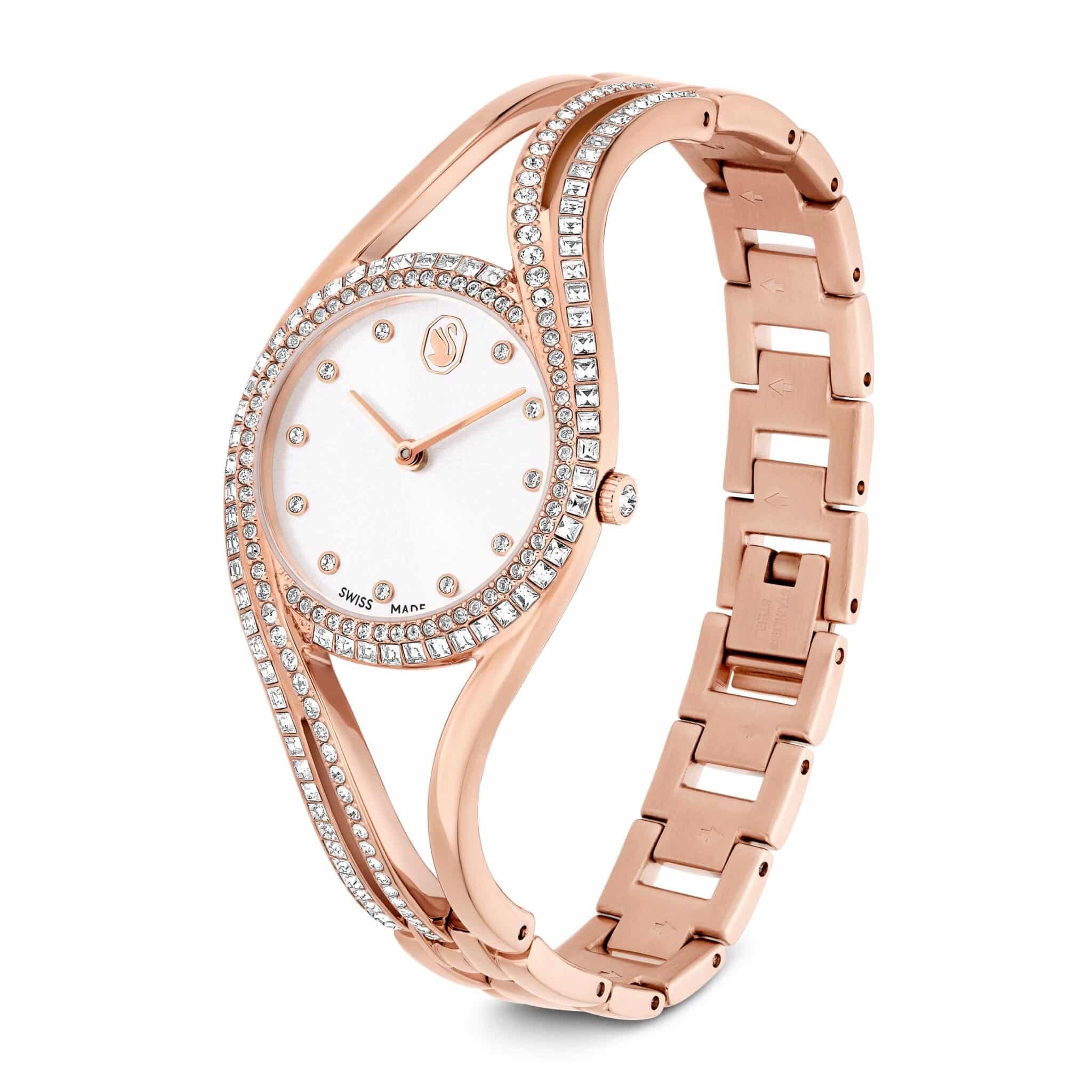 Swarovski Hyperbola Bangle Watch Swiss Made, Rose Gold tone, Rose gold-tone finish -Swarovski