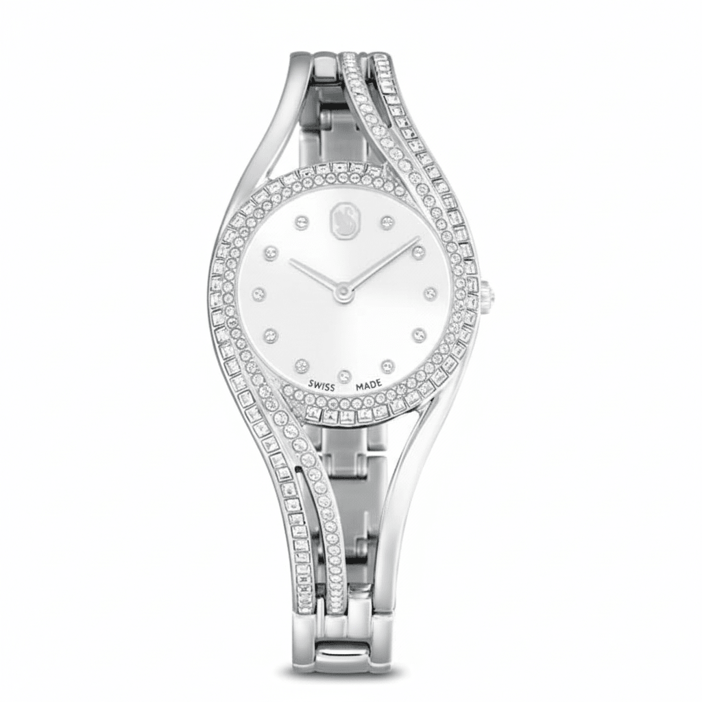Swarovski Hyperbola Bangle Watch Swiss Made, Silver tone, Stainless steel -Swarovski