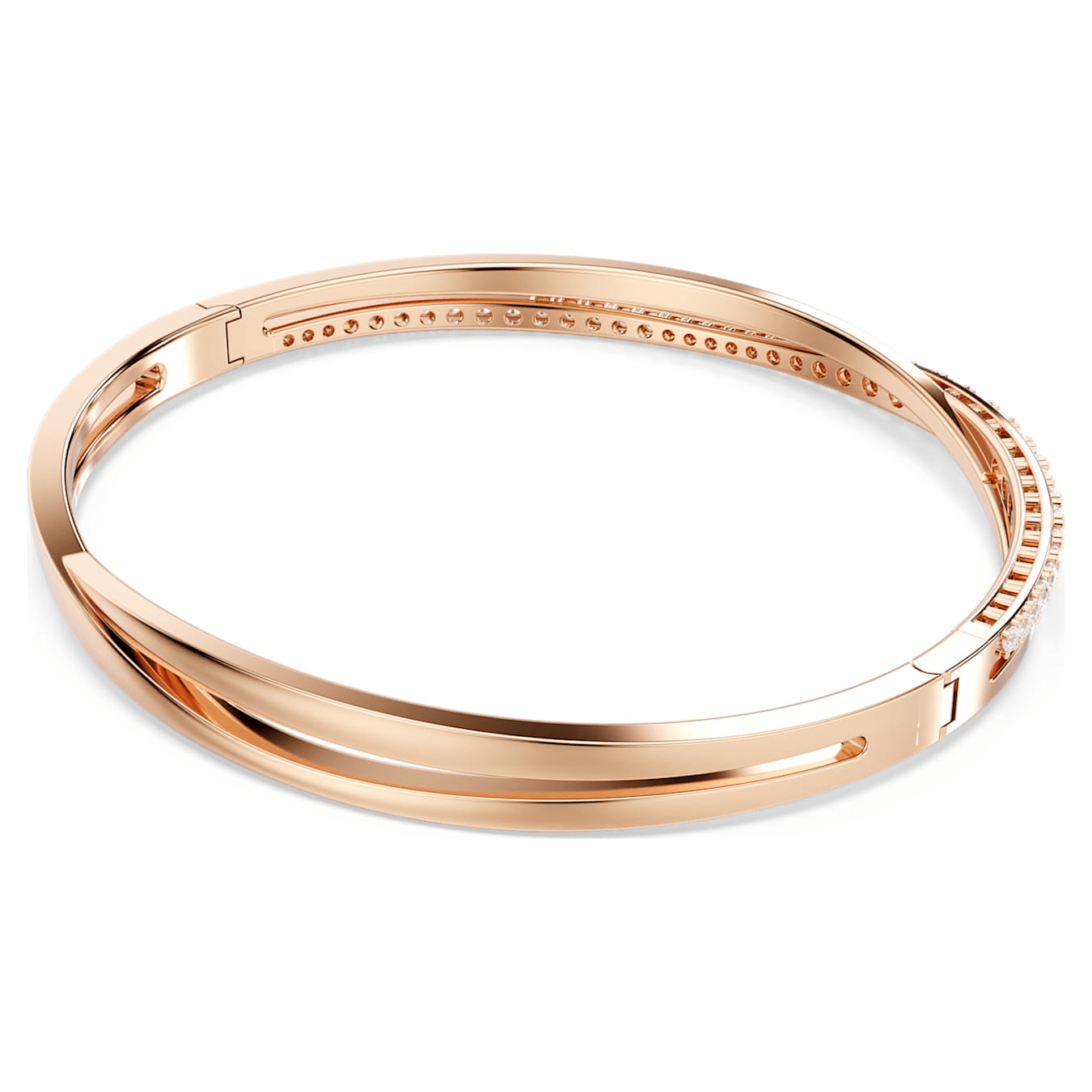 Swarovski Hyperbola bangle White, Rose gold-tone plated -Swarovski