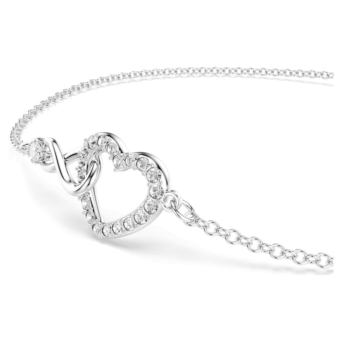Swarovski Hyperbola bracelet Infinity and heart, White, Rhodium plated -Swarovski