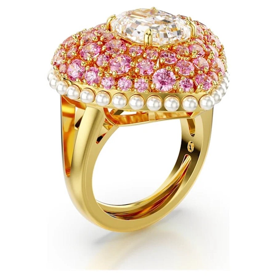Swarovski Hyperbola Cocktail Ring Heart Pink Gold-tone plated -Swarovski