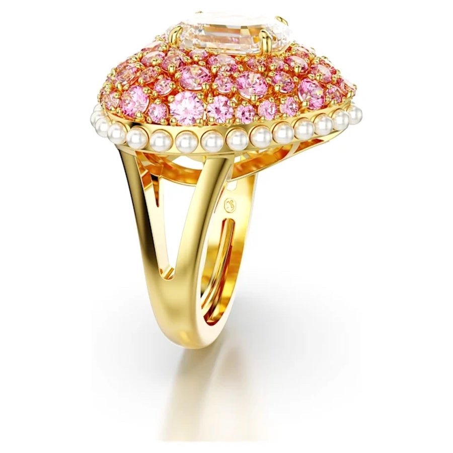 Swarovski Hyperbola Cocktail Ring Heart Pink Gold-tone plated -Swarovski