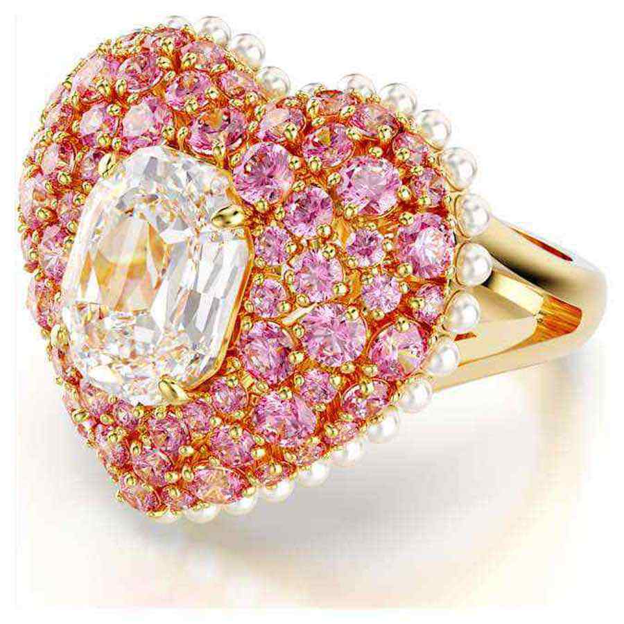 Swarovski Hyperbola Cocktail Ring Heart Pink Gold-tone plated -Swarovski