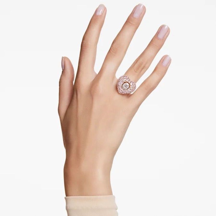 Swarovski Hyperbola Cocktail Ring Heart Pink Gold-tone plated -Swarovski