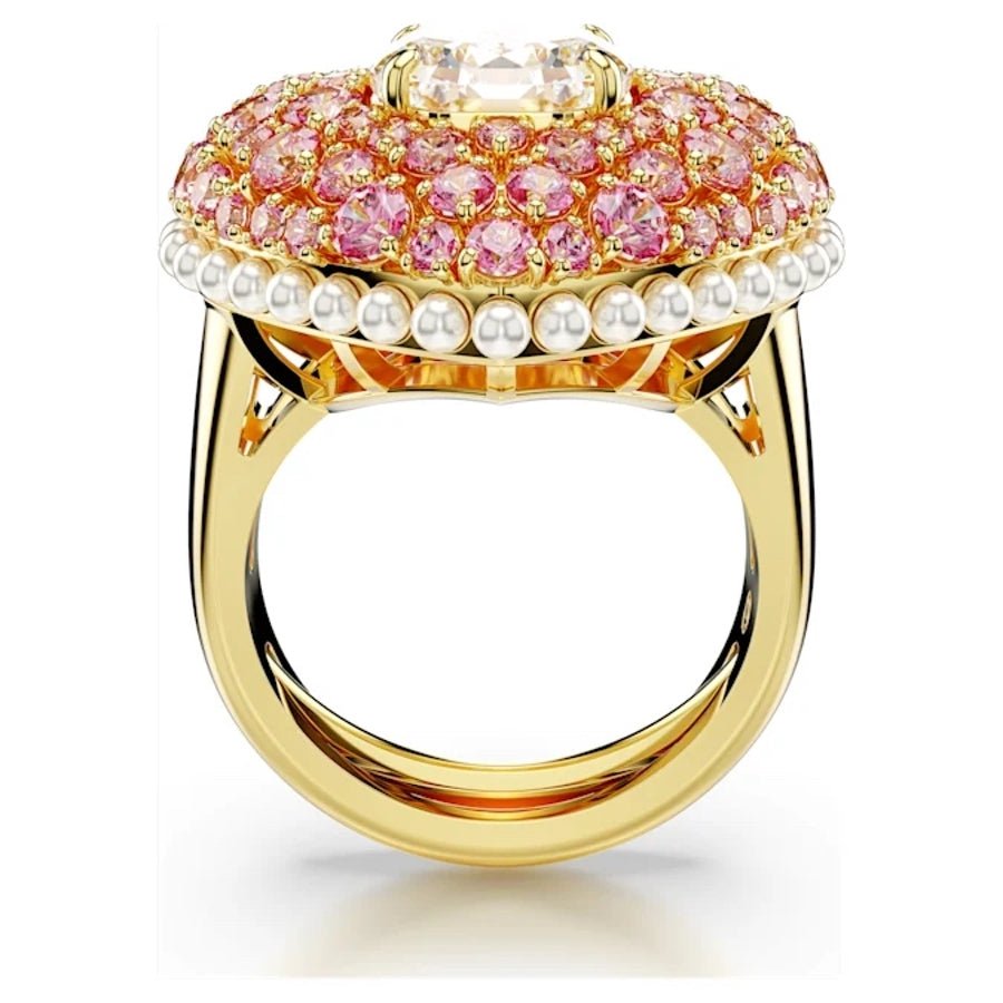 Swarovski Hyperbola Cocktail Ring Heart Pink Gold-tone plated -Swarovski