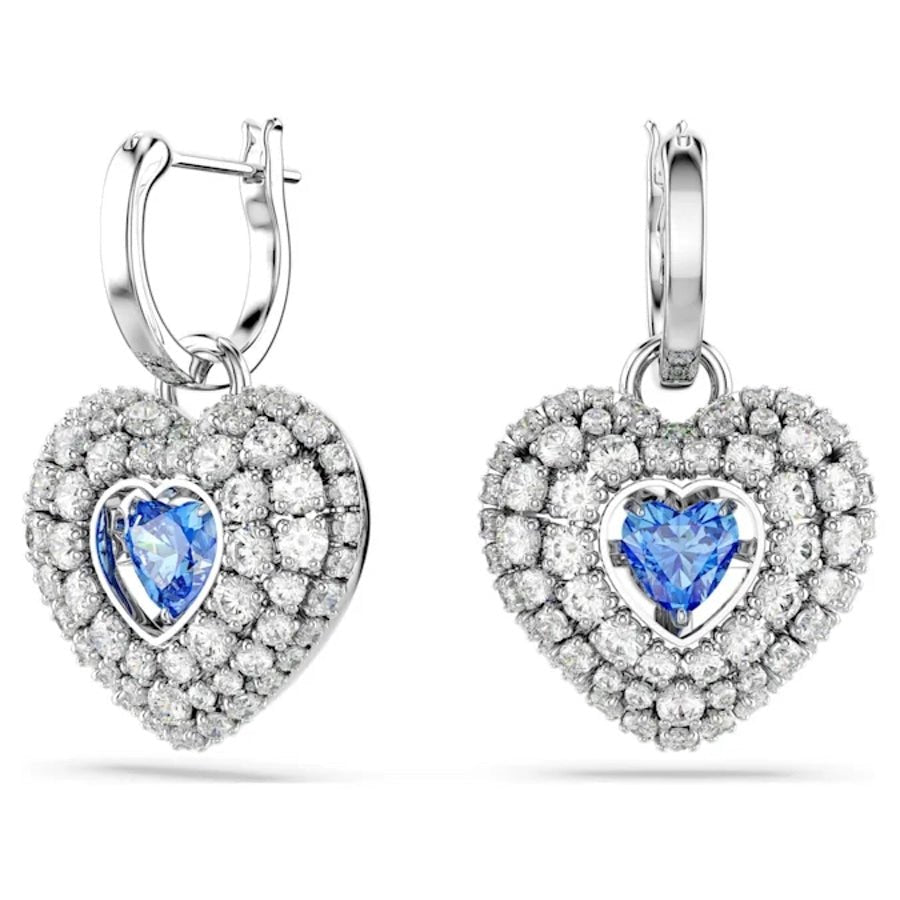 Swarovski Hyperbola Drop Earrings Heart Blue Rhodium plated -Swarovski