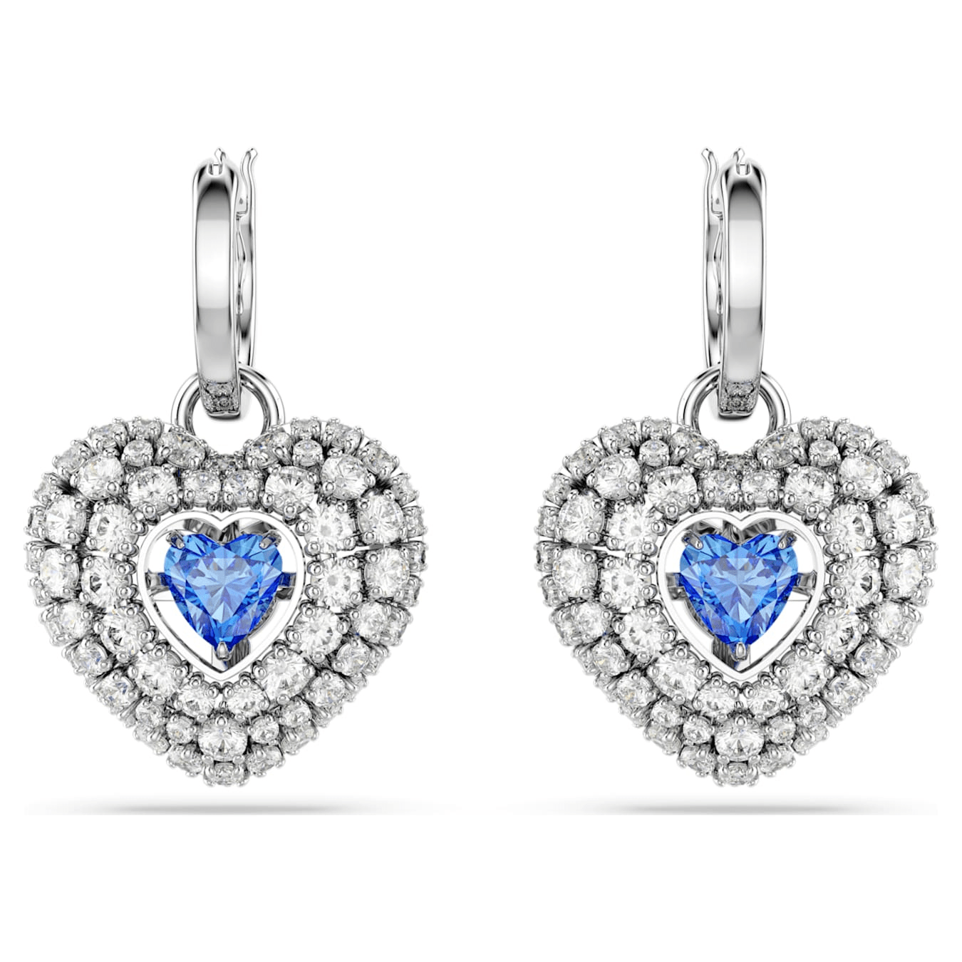 Swarovski Hyperbola Drop Earrings Heart Blue Rhodium plated -Swarovski