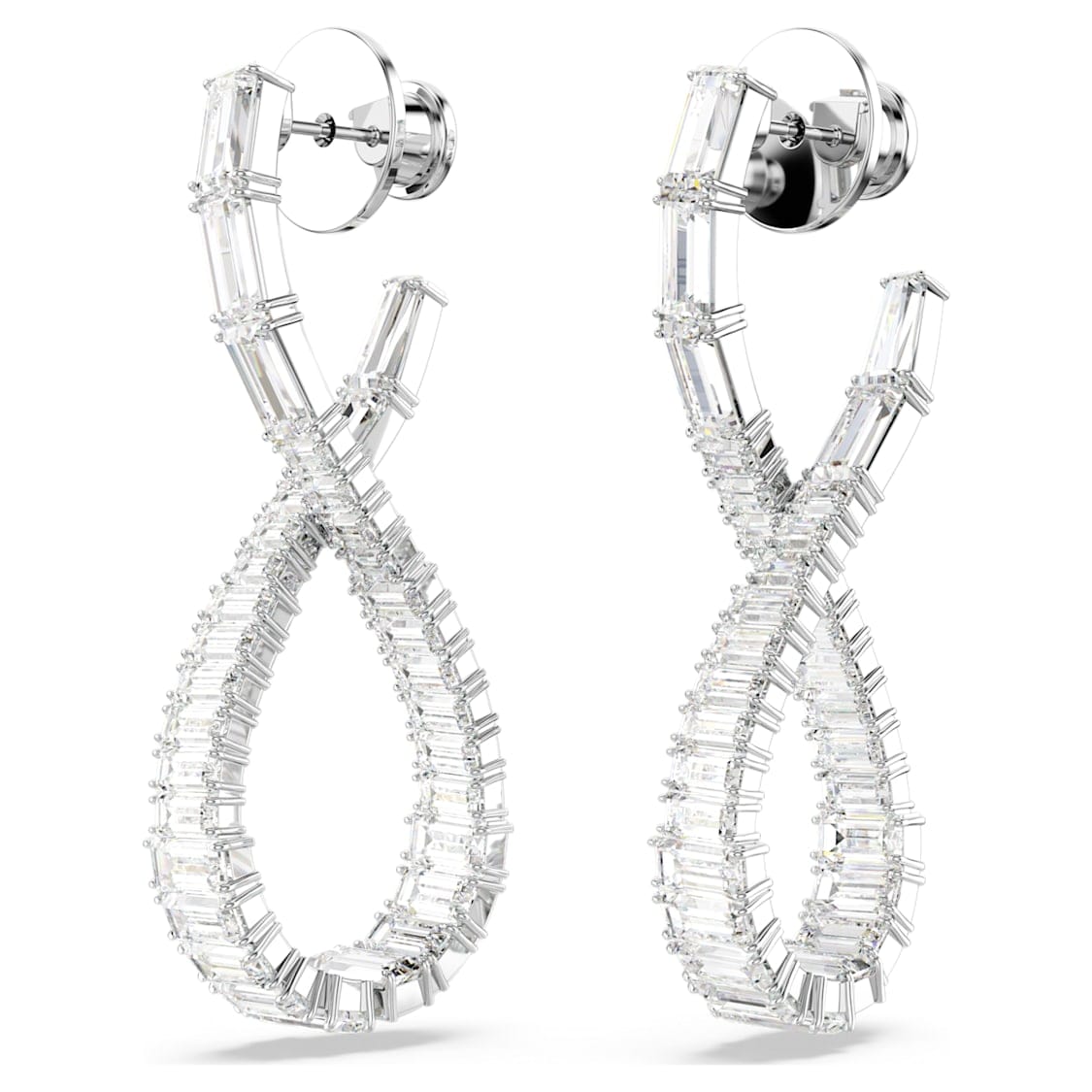 Swarovski Hyperbola Drop Earrings Infinity, White, Rhodium Plated -Swarovski