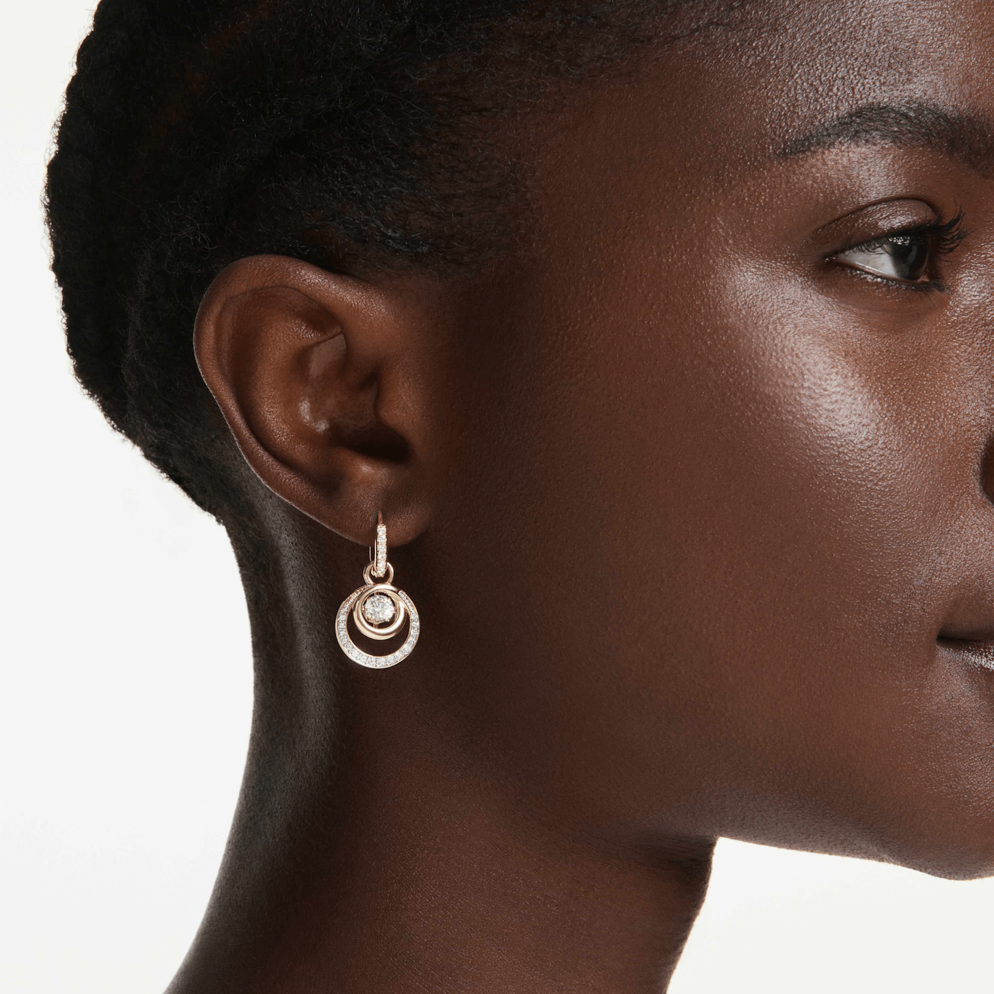 Swarovski Hyperbola Drop Earrings, Round cut, White, Gold-tone plated -Swarovski