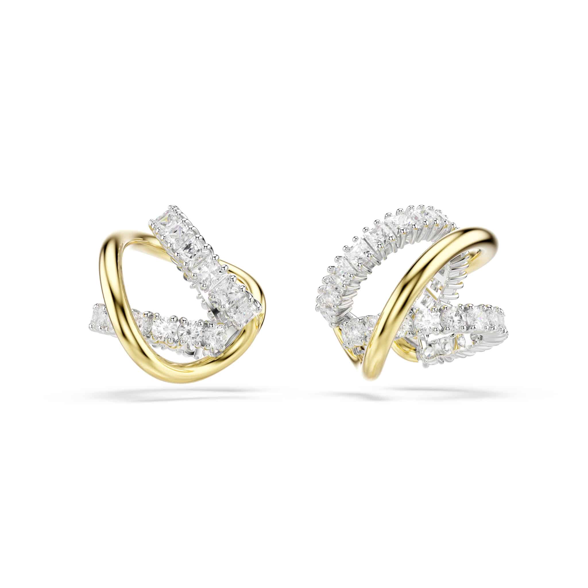 Swarovski Hyperbola ear Cuffs, Mixed cuts, White, Mixed metal finish -Swarovski