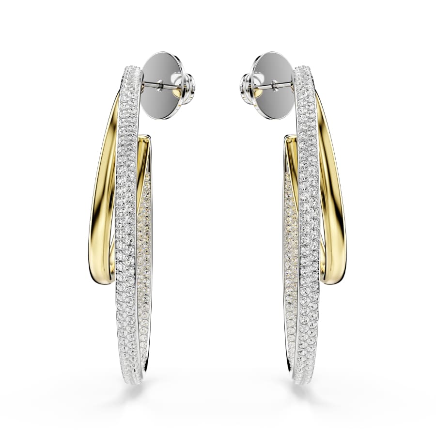 Swarovski Hyperbola Hoop Earrings, Round Cut, Medium, White, Mixed Metal Finish -Swarovski