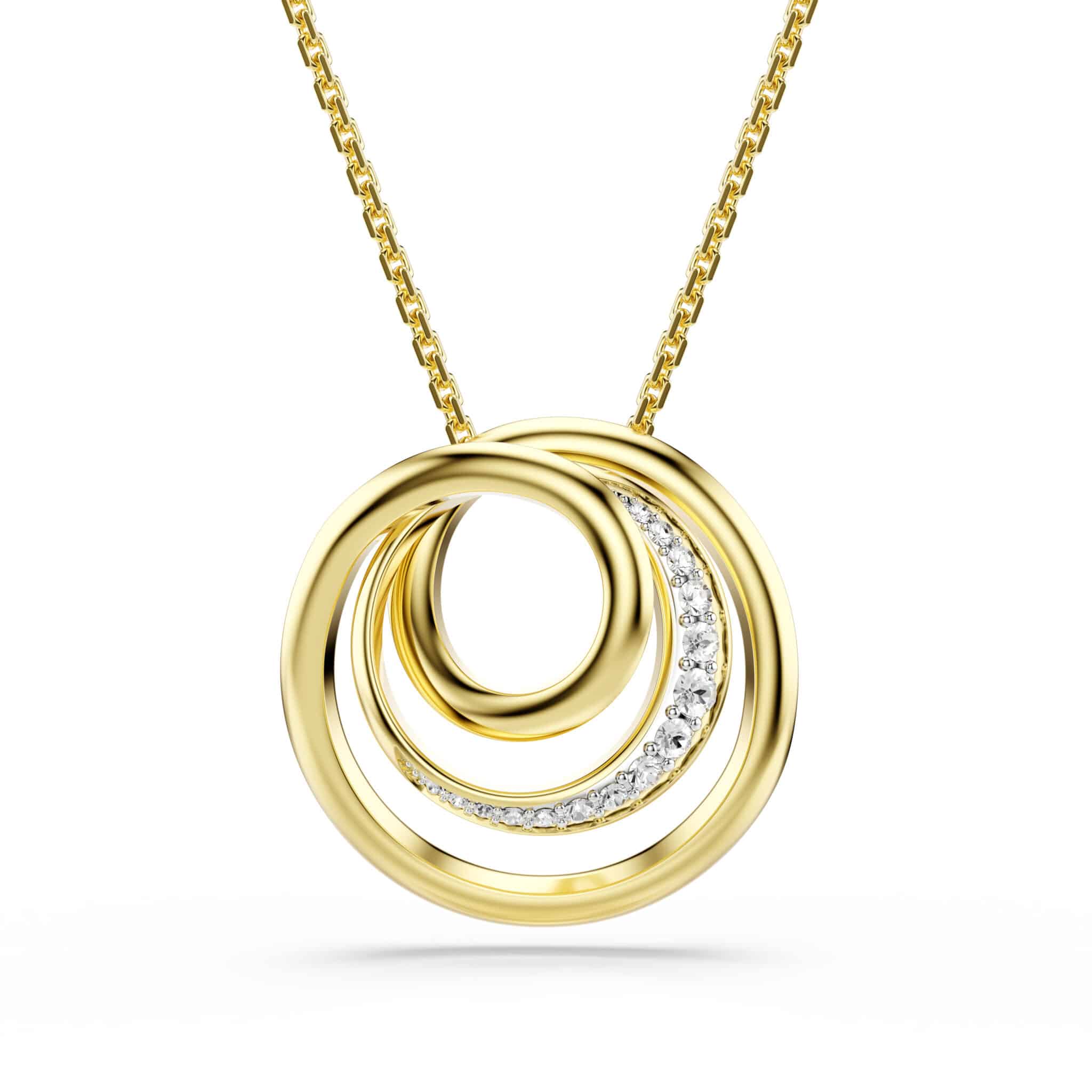 Swarovski Hyperbola Necklace, Round cut, White, Gold-tone plated -Swarovski