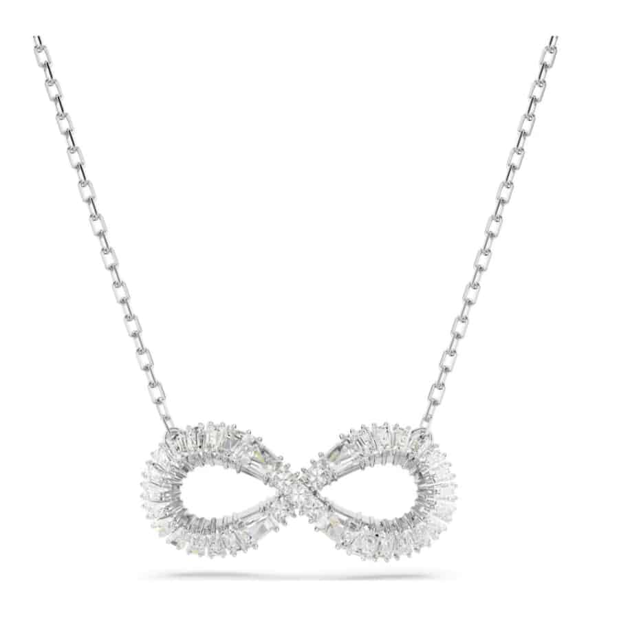 Swarovski Hyperbola Pendant Infinity, White, Rhodium Plated -Swarovski