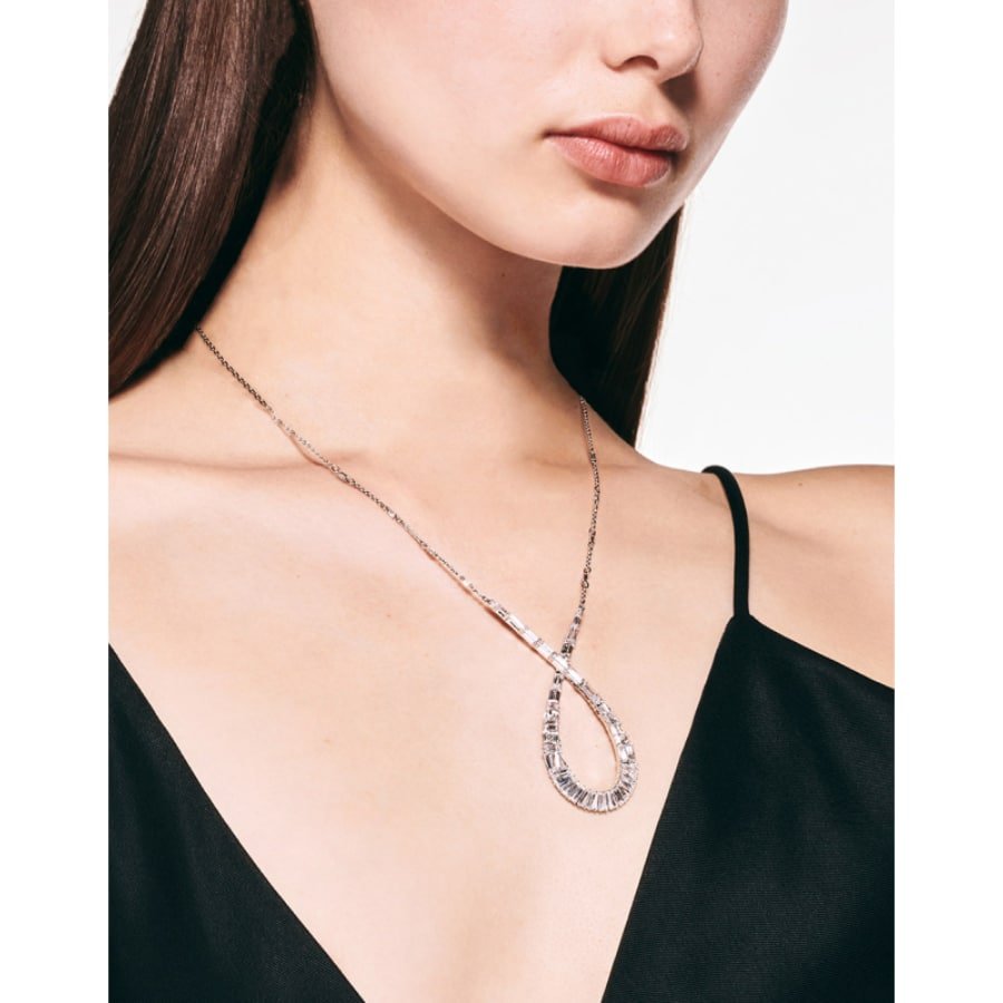 Swarovski Hyperbola Pendant Mixed cuts, Infinity, White, Rhodium Plated -Swarovski