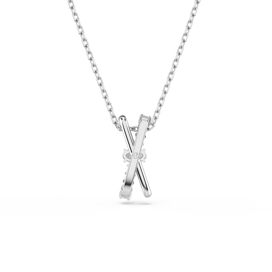 Swarovski Hyperbola Pendant, Mixed Cuts, Twist, White, Rhodium Plated -Swarovski