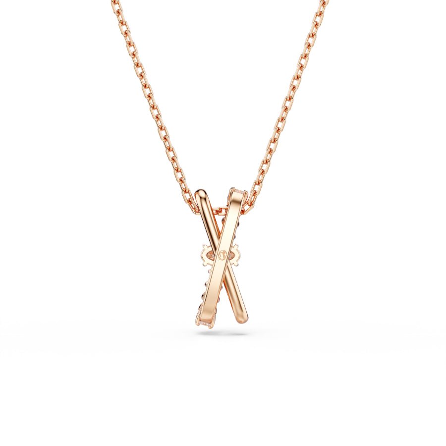 Swarovski Hyperbola Pendant, Mixed Cuts, Twist, White, Rose Gold-Tone Plated -Swarovski