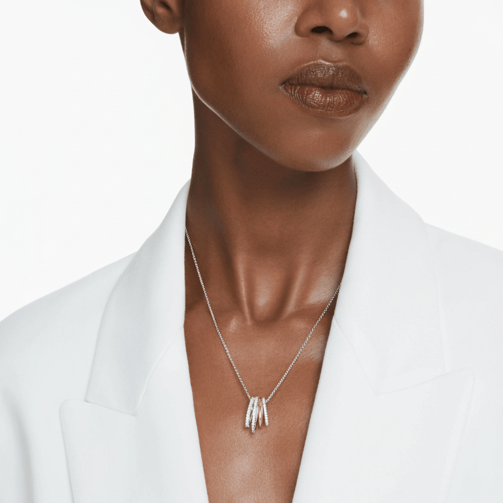 Swarovski Hyperbola Pendant, Mixed Cuts, White, Mixed Metal Finish -Swarovski