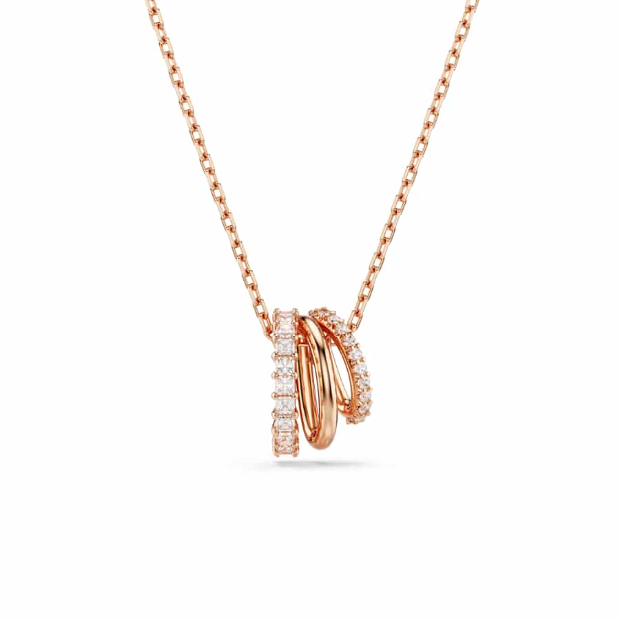 Swarovski Hyperbola Pendant, Mixed Cuts, White, Rose Gold-Tone Plated -Swarovski