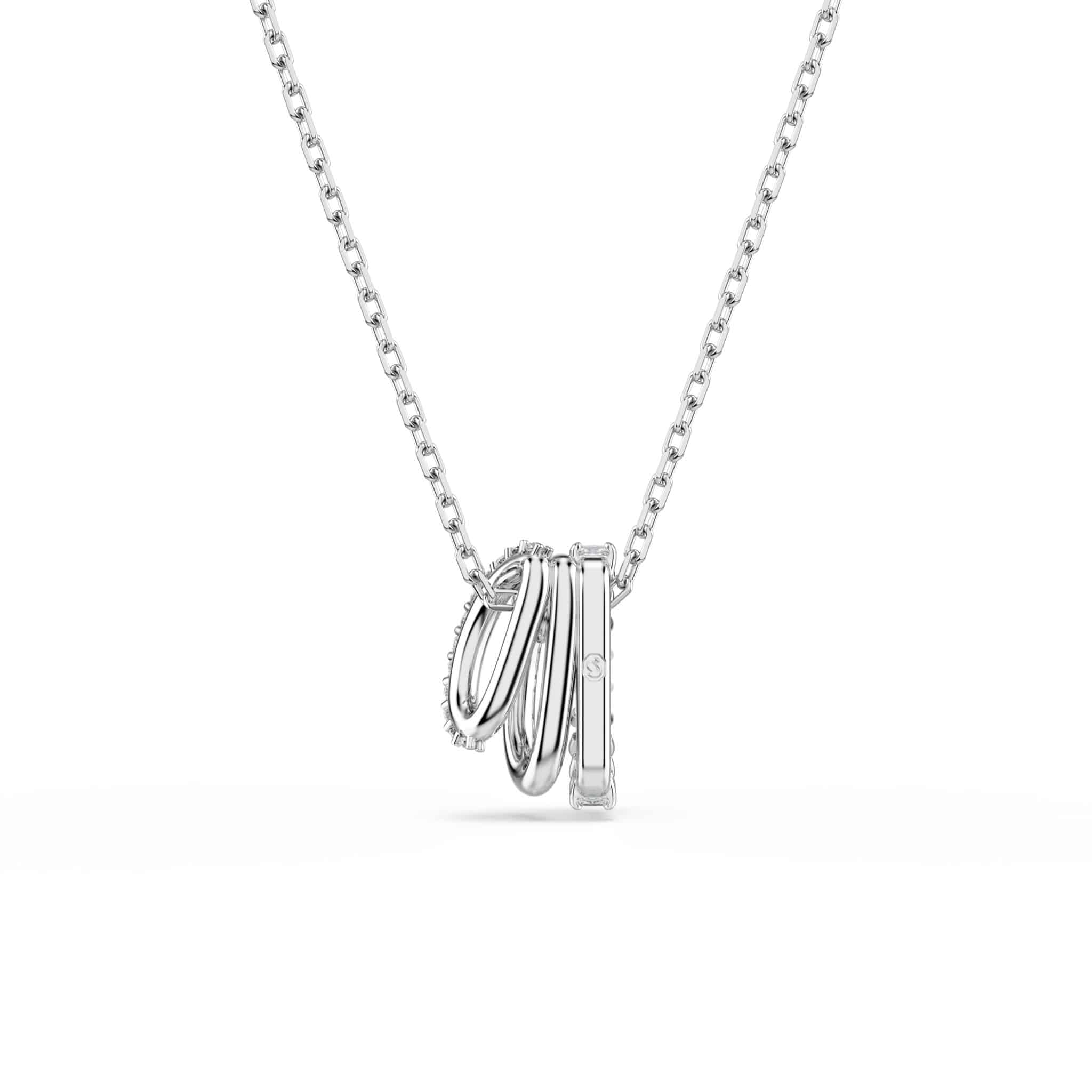 Swarovski Hyperbola Pendant, Round cut, White, Rhodium plated -Swarovski