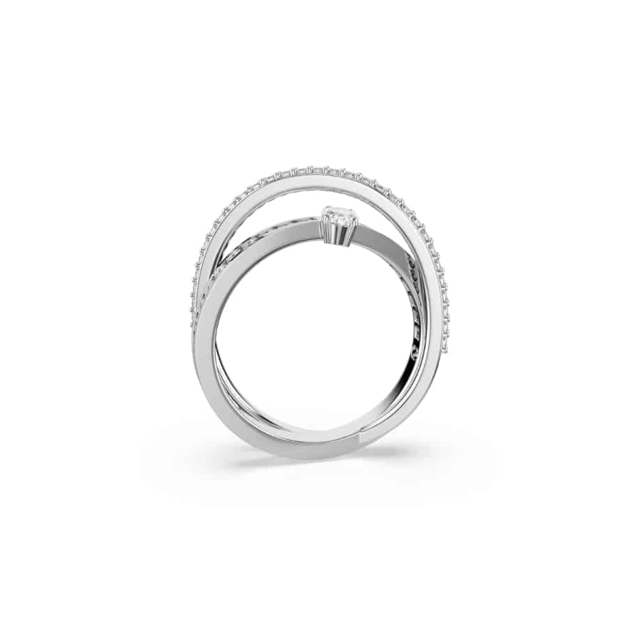 Swarovski Hyperbola Ring, Mixed Cuts, White, Rhodium Plated -Swarovski