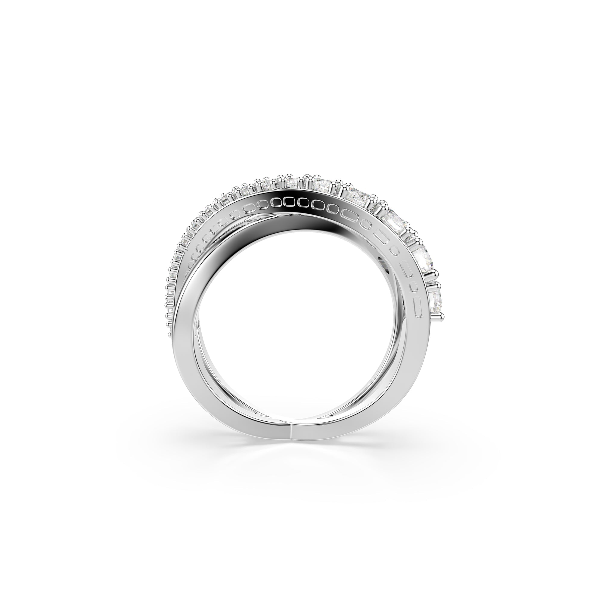 Swarovski Hyperbola ring, Mixed cuts, White, Silver-tone finish