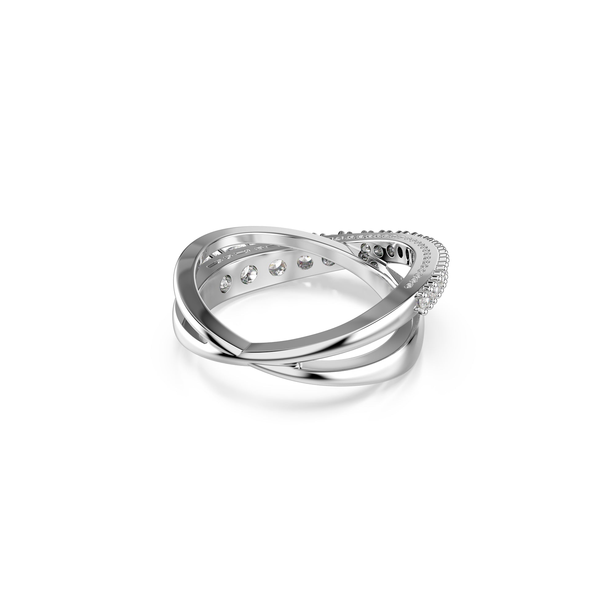 Swarovski Hyperbola ring, Mixed cuts, White, Silver-tone finish -Swarovski