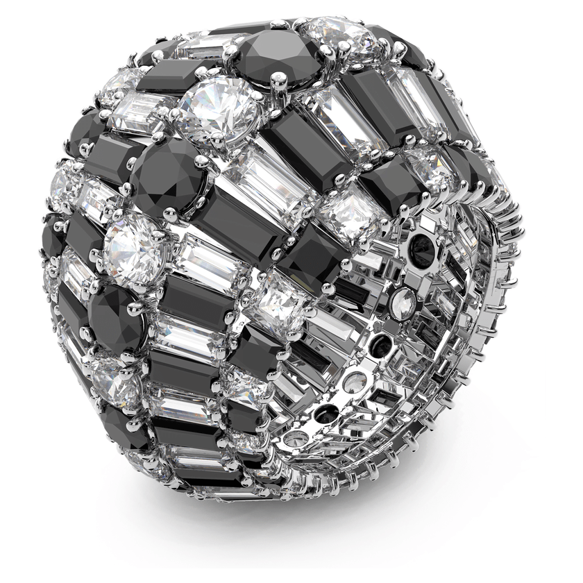Swarovski Hyperbola ring Swarovski zirconia, Black, Rhodium plated -Swarovski