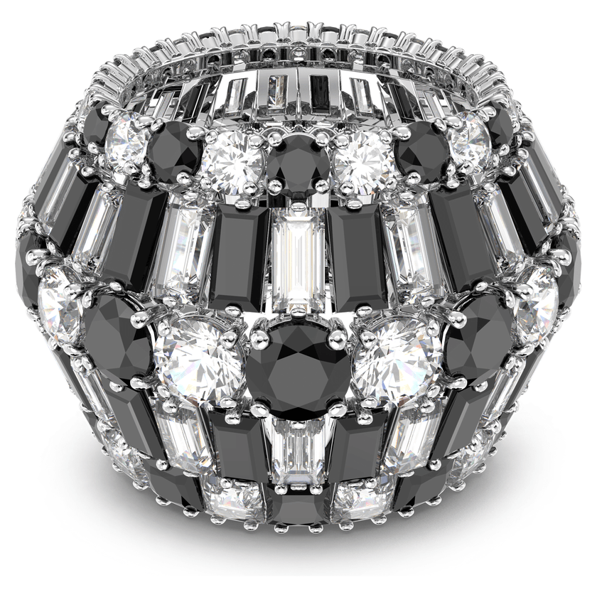 Swarovski Hyperbola ring Swarovski zirconia, Black, Rhodium plated -Swarovski