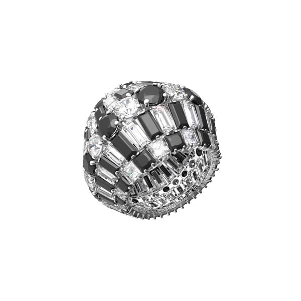 Swarovski Hyperbola ring Swarovski zirconia, Black, Rhodium plated -Swarovski