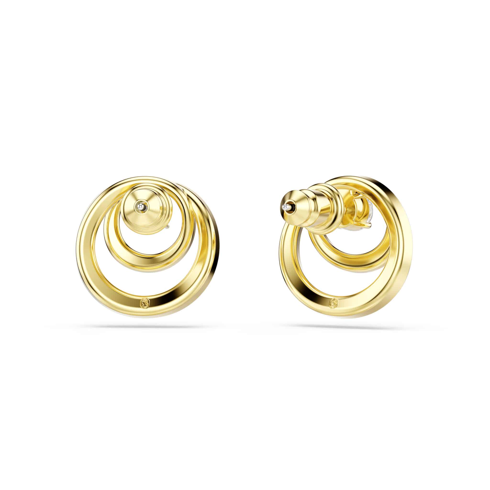 Swarovski Hyperbola stud Earrings, Round cut, White, Gold-tone plated -Swarovski