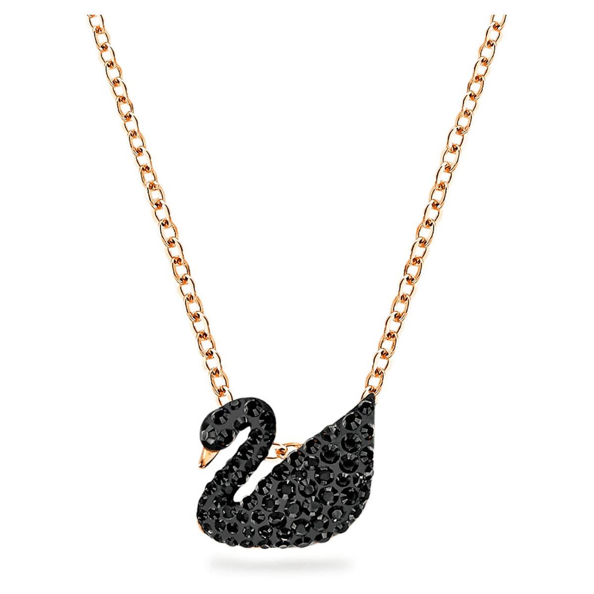 Swarovski Iconic Swan Pendant, Black, Rose-Gold Tone Plated -Swarovski