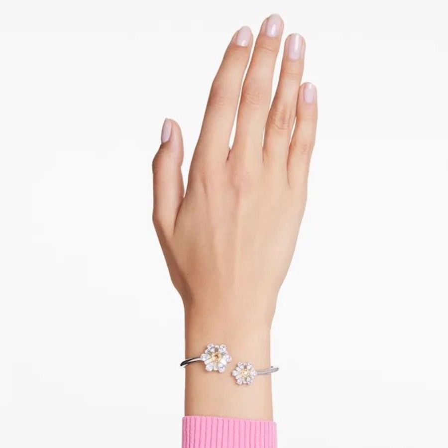 Swarovski Idyllia Bangle Flower Yellow Rhodium plated -Swarovski