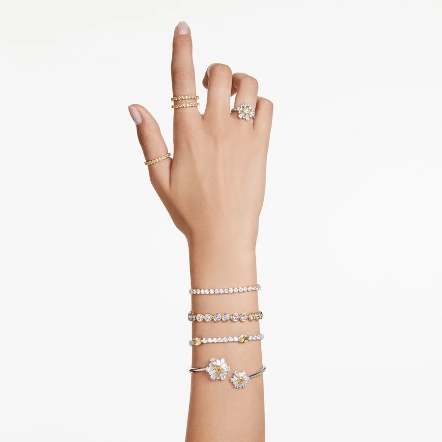 Swarovski Idyllia Bangle Flower Yellow Rhodium plated -Swarovski