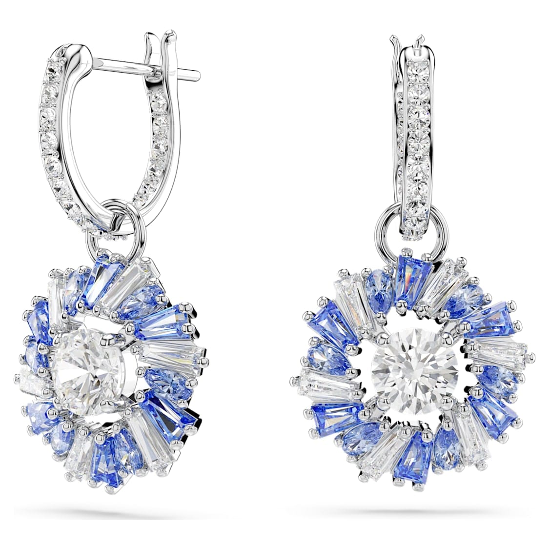 Swarovski Idyllia Drop Earrings Flower Blue Rhodium Plated -Swarovski