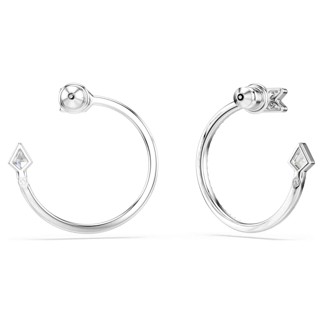 Swarovski Idyllia Hoop Earrings, Mixed cuts, Arrow, White, Rhodium plated -Swarovski