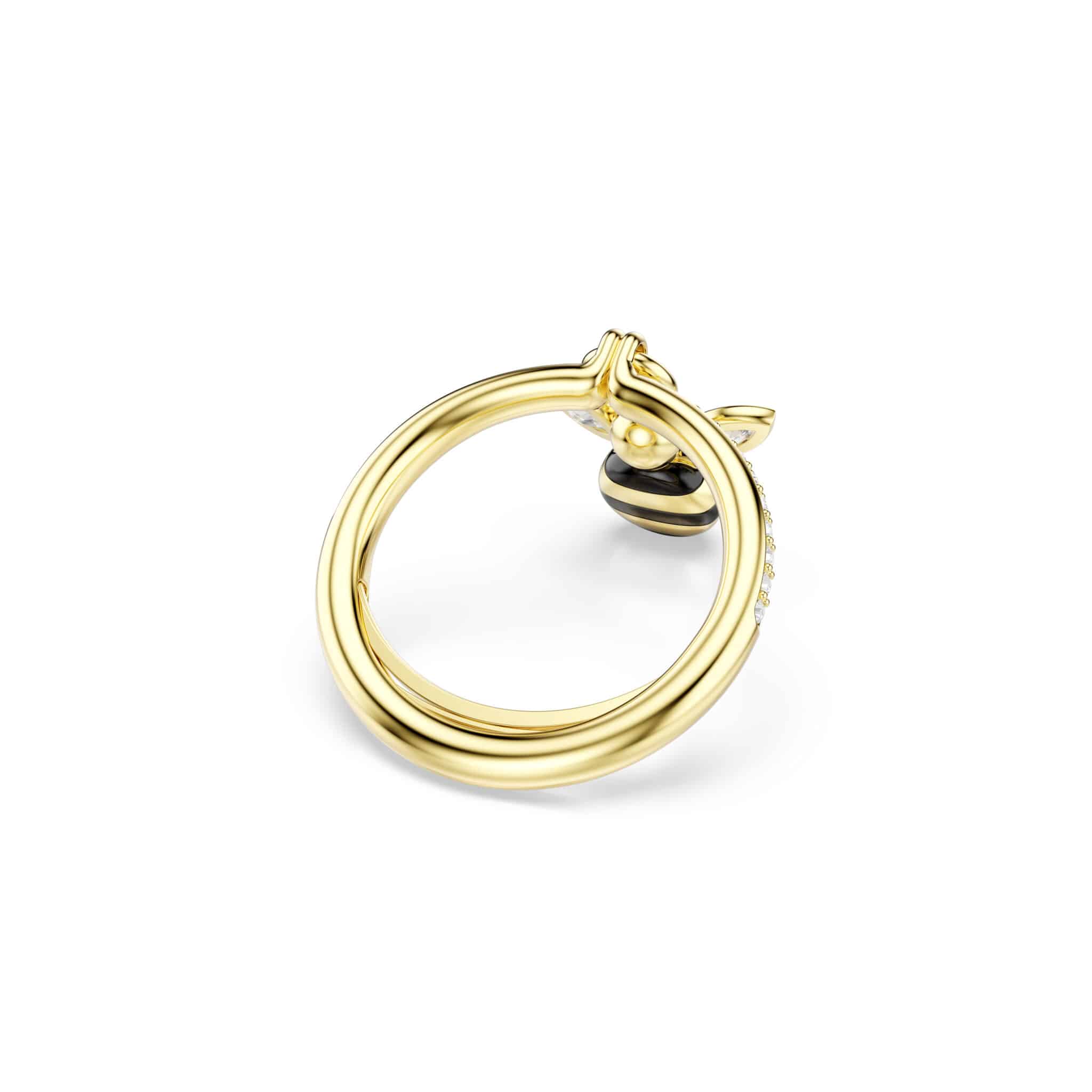 Swarovski Idyllia Motif ring, Mixed cuts, Bee, Multicolored, Gold-tone plated -Swarovski