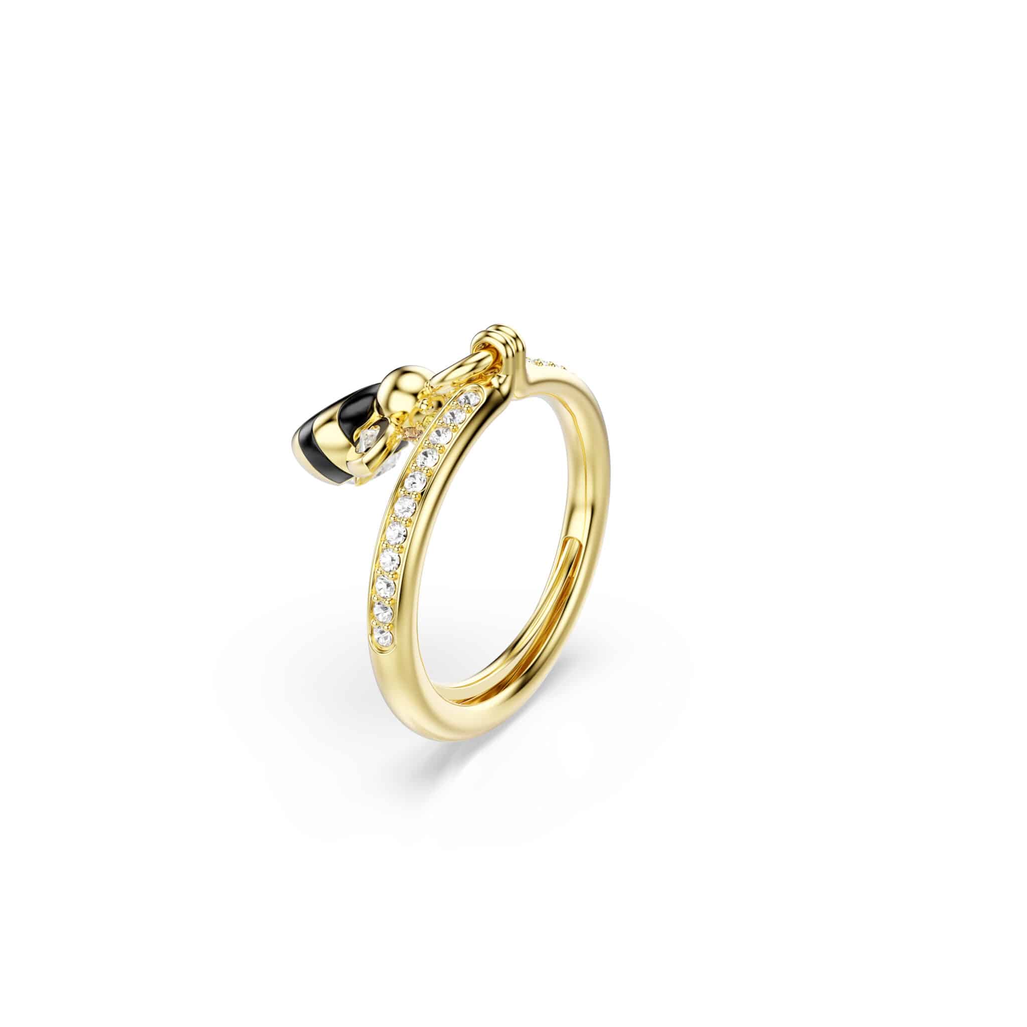 Swarovski Idyllia Motif ring, Mixed cuts, Bee, Multicolored, Gold-tone plated -Swarovski