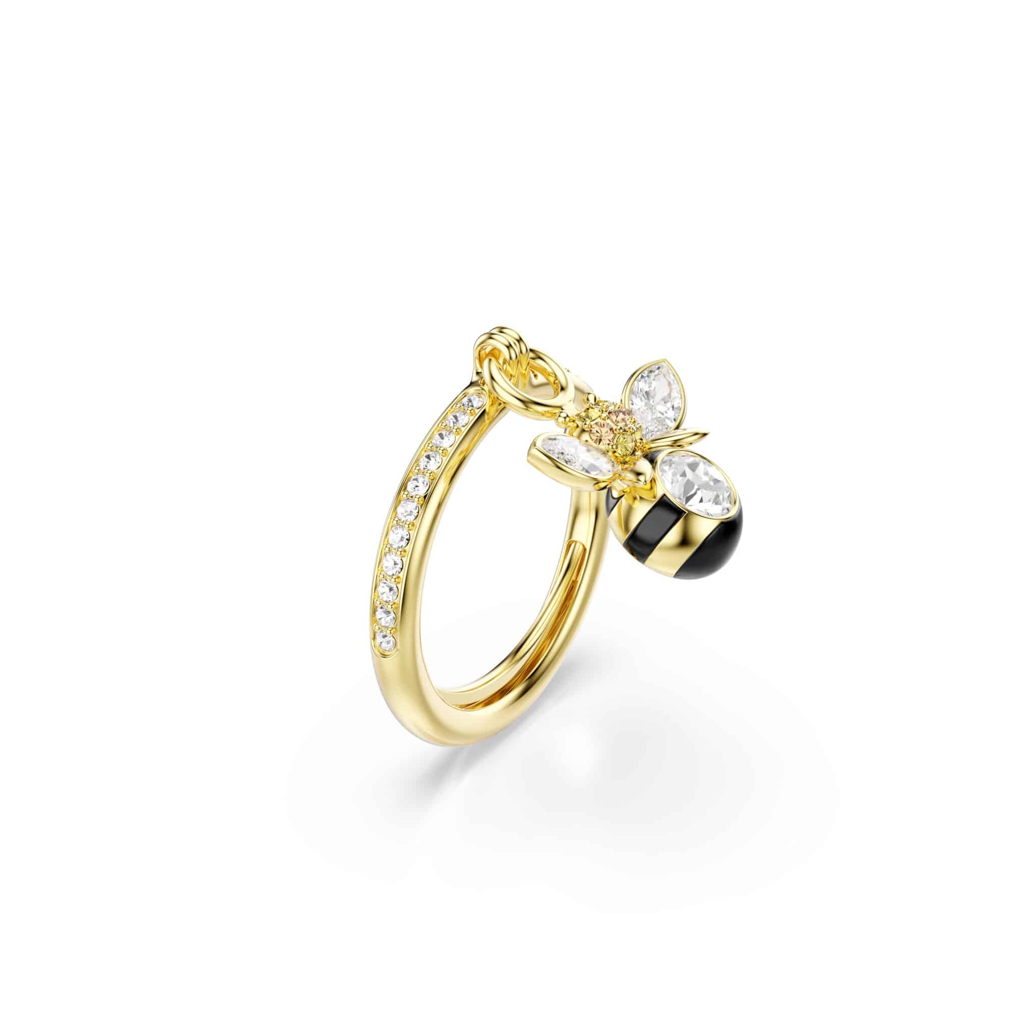 Swarovski Idyllia Motif ring, Mixed cuts, Bee, Multicolored, Gold-tone plated -Swarovski