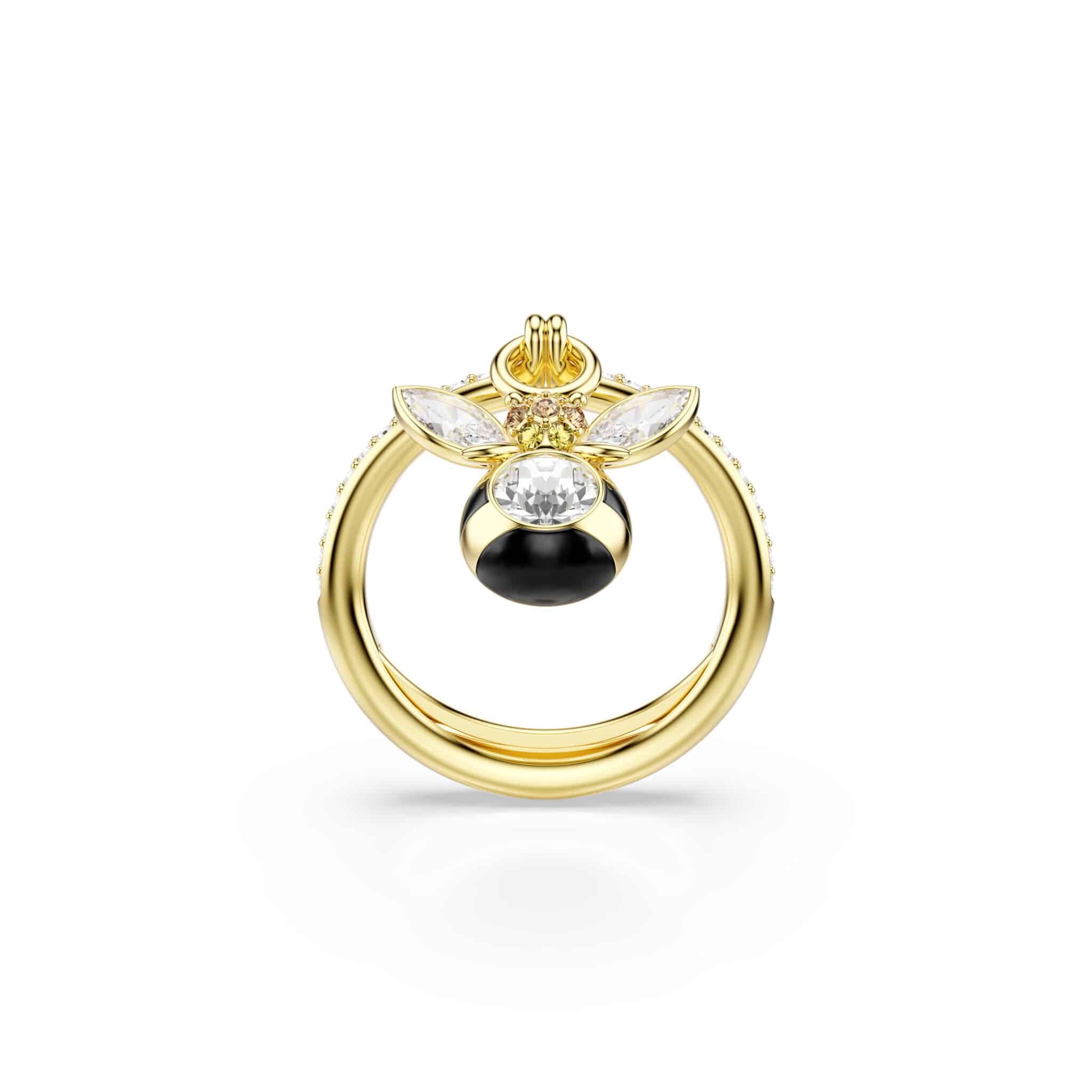 Swarovski Idyllia Motif ring, Mixed cuts, Bee, Multicolored, Gold-tone plated -Swarovski