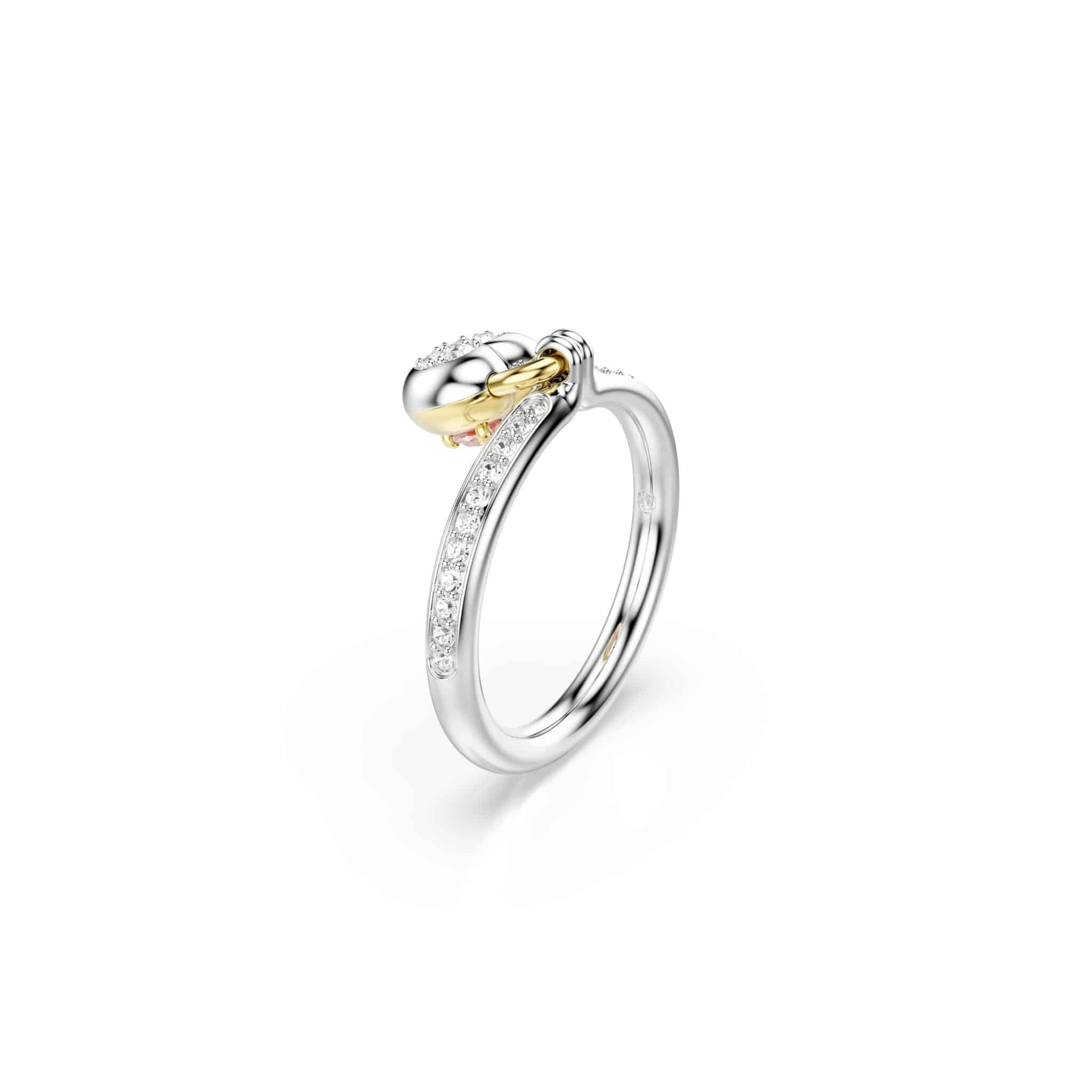 Swarovski Idyllia Motif ring, Mixed cuts, Heart, Pink, Mixed metal finish -Swarovski