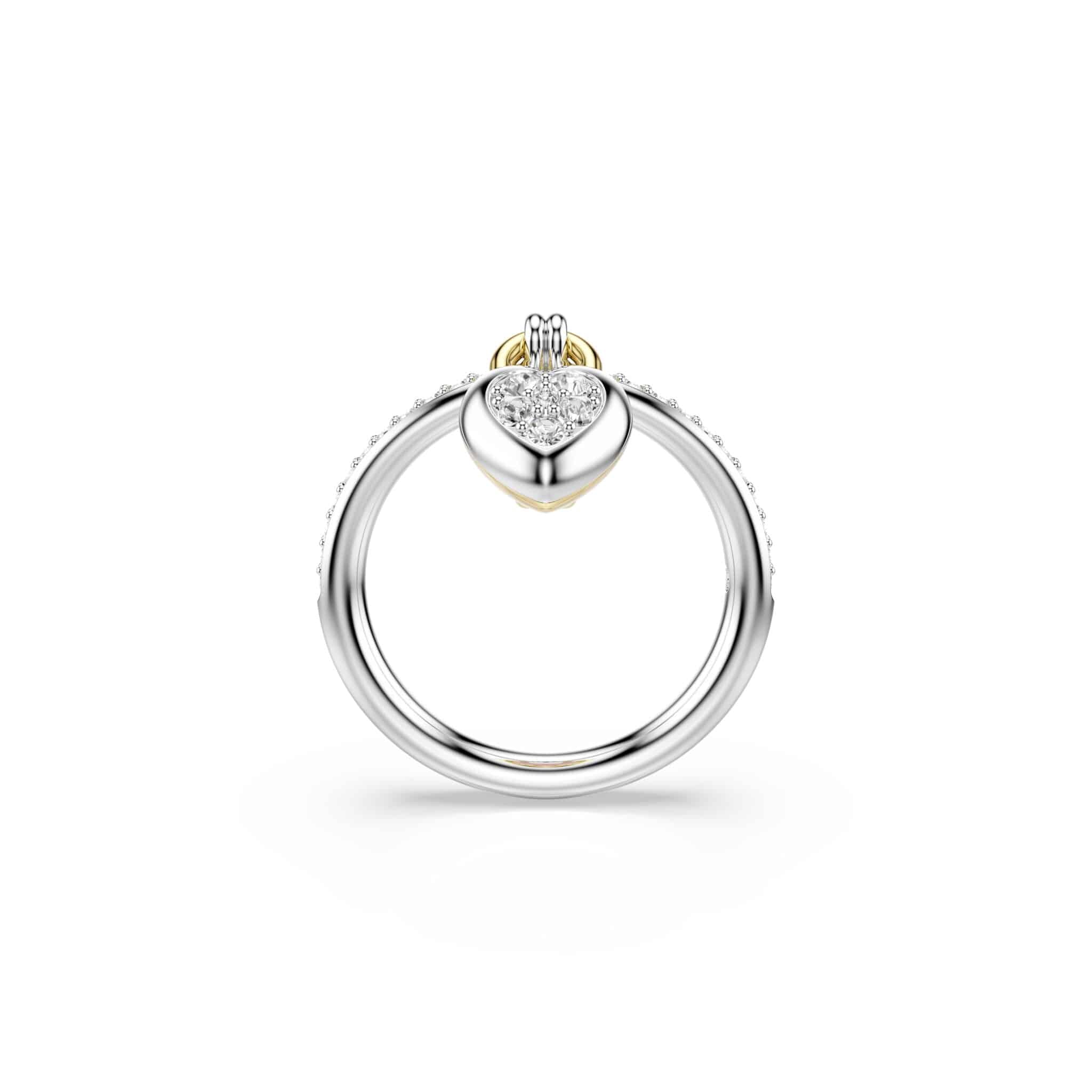 Swarovski Idyllia Motif ring, Mixed cuts, Heart, Pink, Mixed metal finish -Swarovski