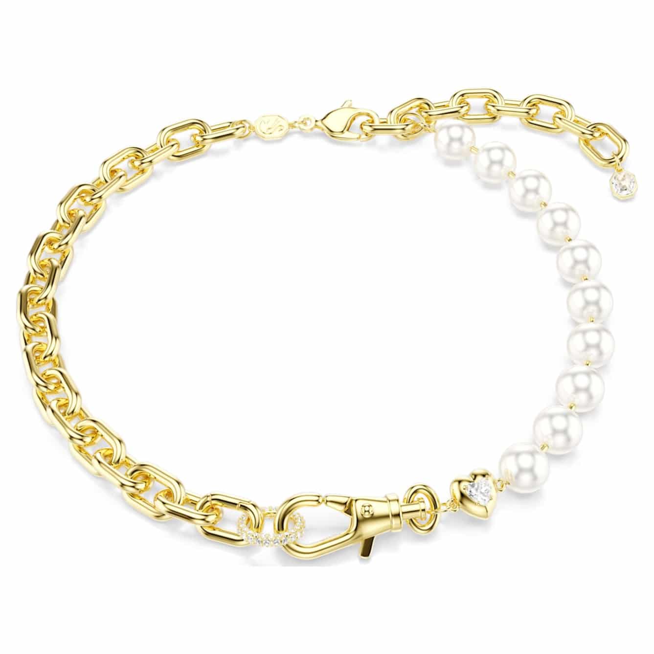 Swarovski Idyllia Necklace, Crystal pearl, White, Gold-tone plated -Swarovski