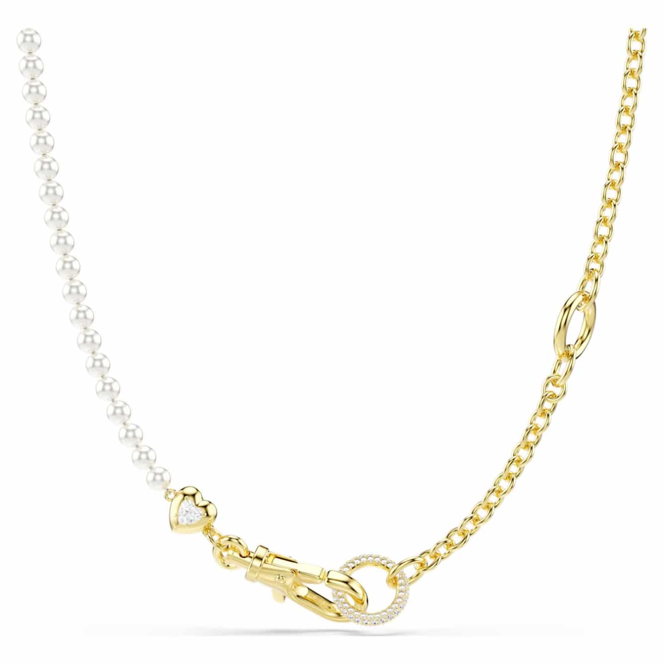 Swarovski Idyllia Necklace, Crystal pearl, White, Gold-tone plated -Swarovski