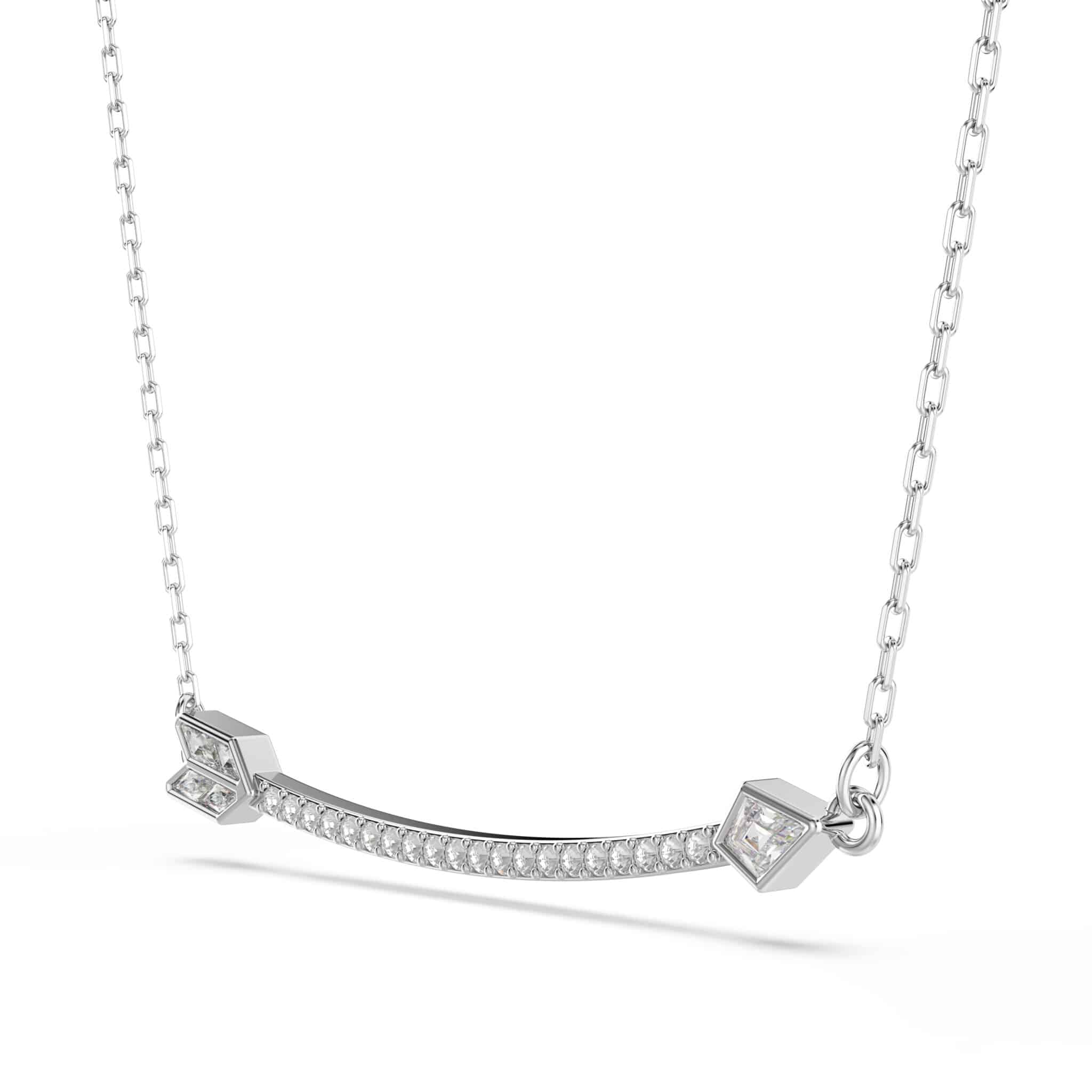 Swarovski Idyllia Pendant, Mixed cuts, Arrow, White, Rhodium plated -Swarovski