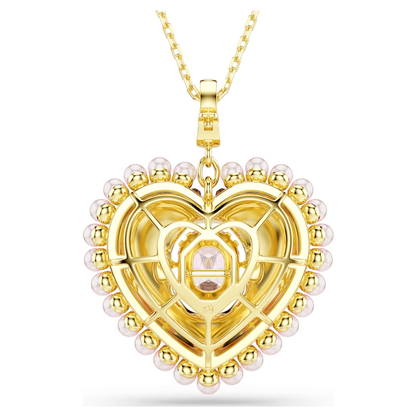 Swarovski Idyllia Pendant, Mixed cuts, Heart, Pink, Gold-tone plated -Swarovski
