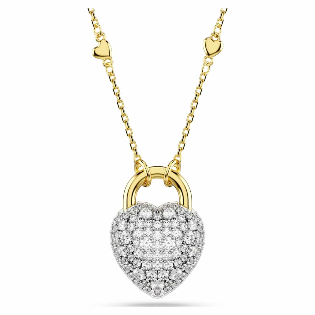 Swarovski Idyllia Pendant, Mixed cuts, Heart, White, Gold-tone plated -Swarovski