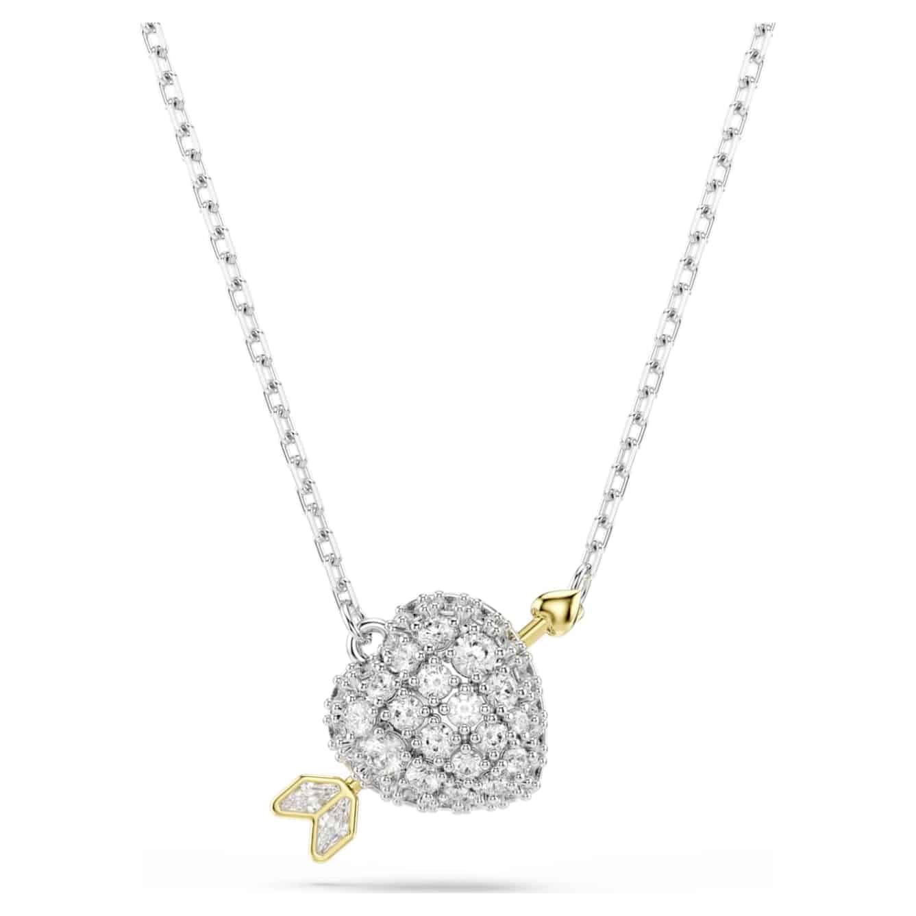 Swarovski Idyllia Pendant, Mixed cuts, Heart, White, Mixed metal finish -Swarovski