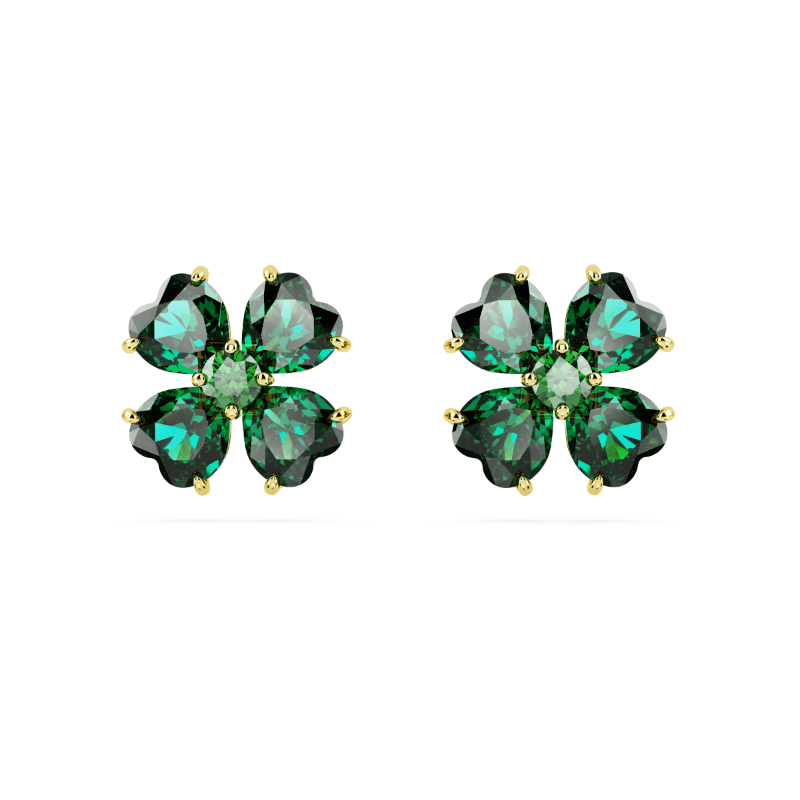Swarovski Idyllia Pierced Earrings Stud Clover Gre/Gos -Swarovski