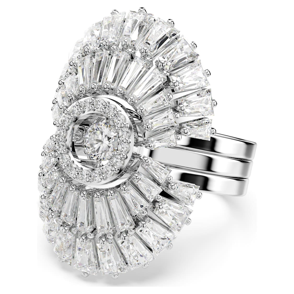 Swarovski Idyllia Ring Set (3), Mixed Cuts, Shell, White, Rhodium Plated -Swarovski