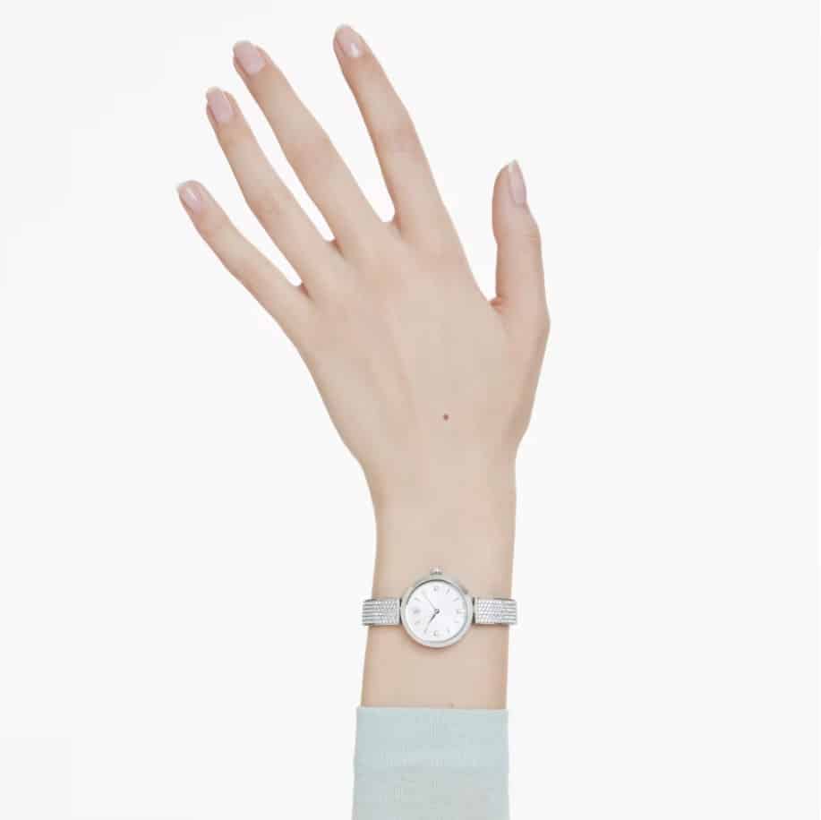 Swarovski Illumina Watch, Swiss Made, Metal bracelet, Silver tone, Stainless steel -Swarovski